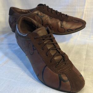 Coach Logo Leather and Suede Sneakers Size 8 Womens